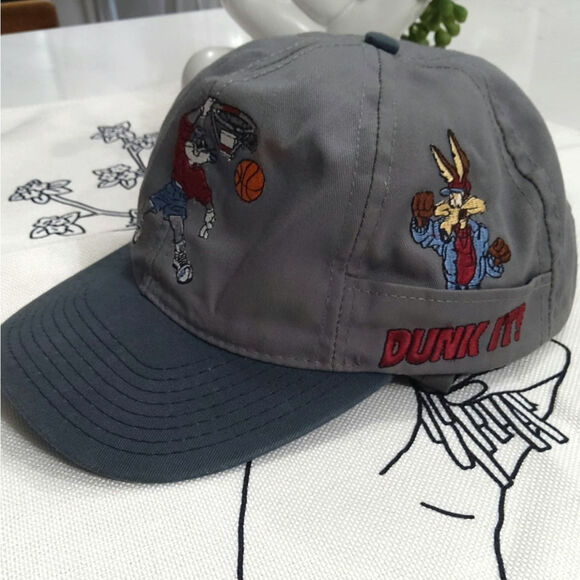 Vtg Space Jam Love your melon snapback hat 1991 Adults Looney Tunes gray o/s USA - Picture 2 of 9